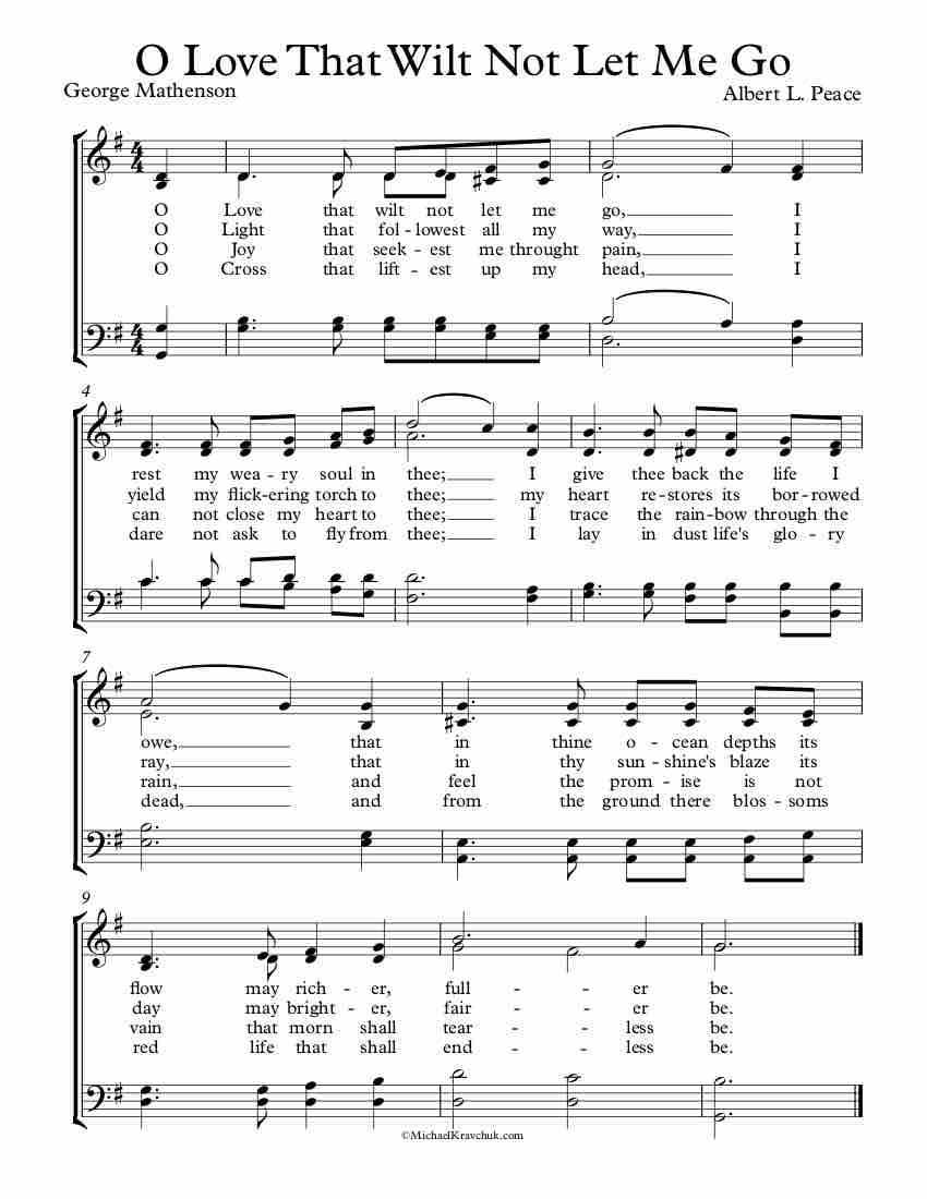 Free Choir Sheet Music - O Love That Wilt Not Let Me Go