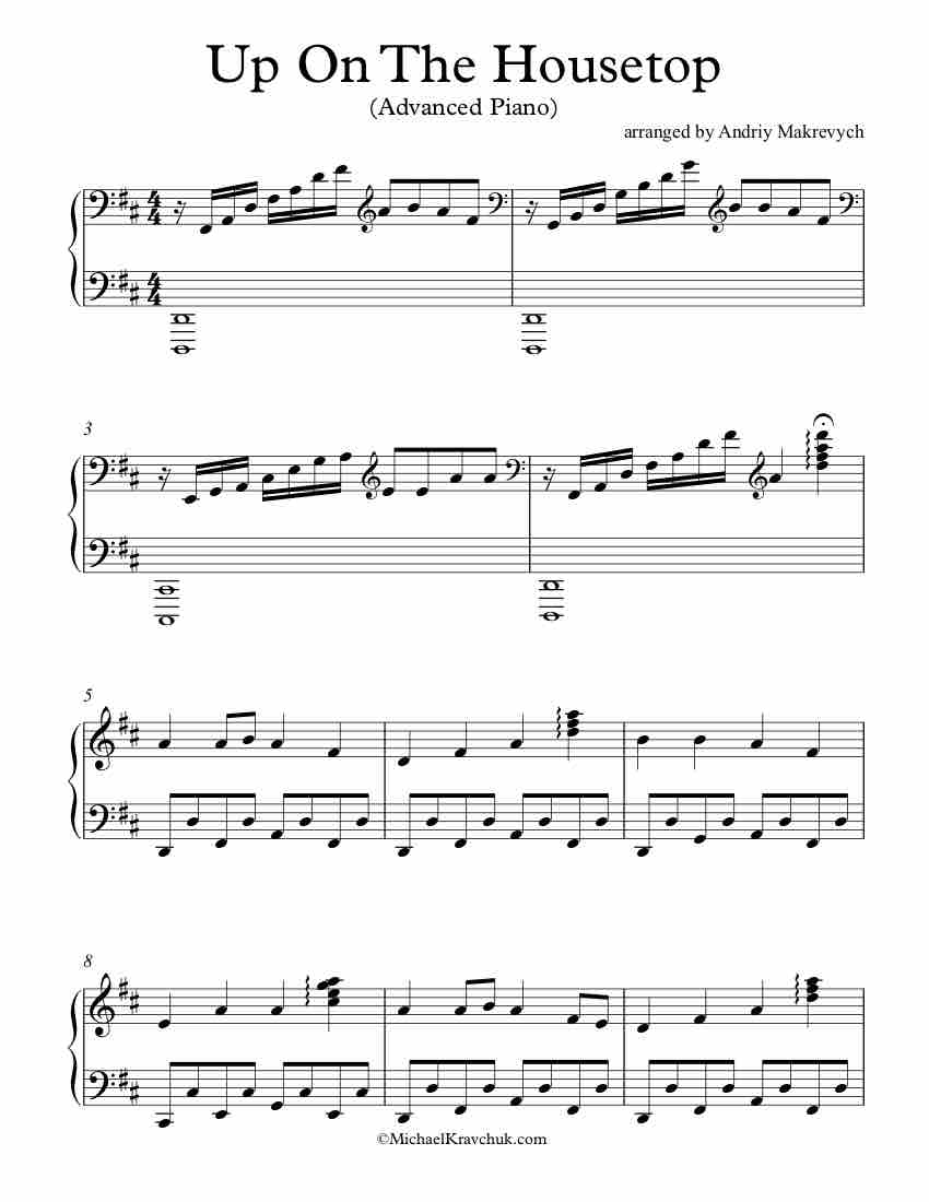 Free Piano Arrangement Sheet Music - Up On The House Top