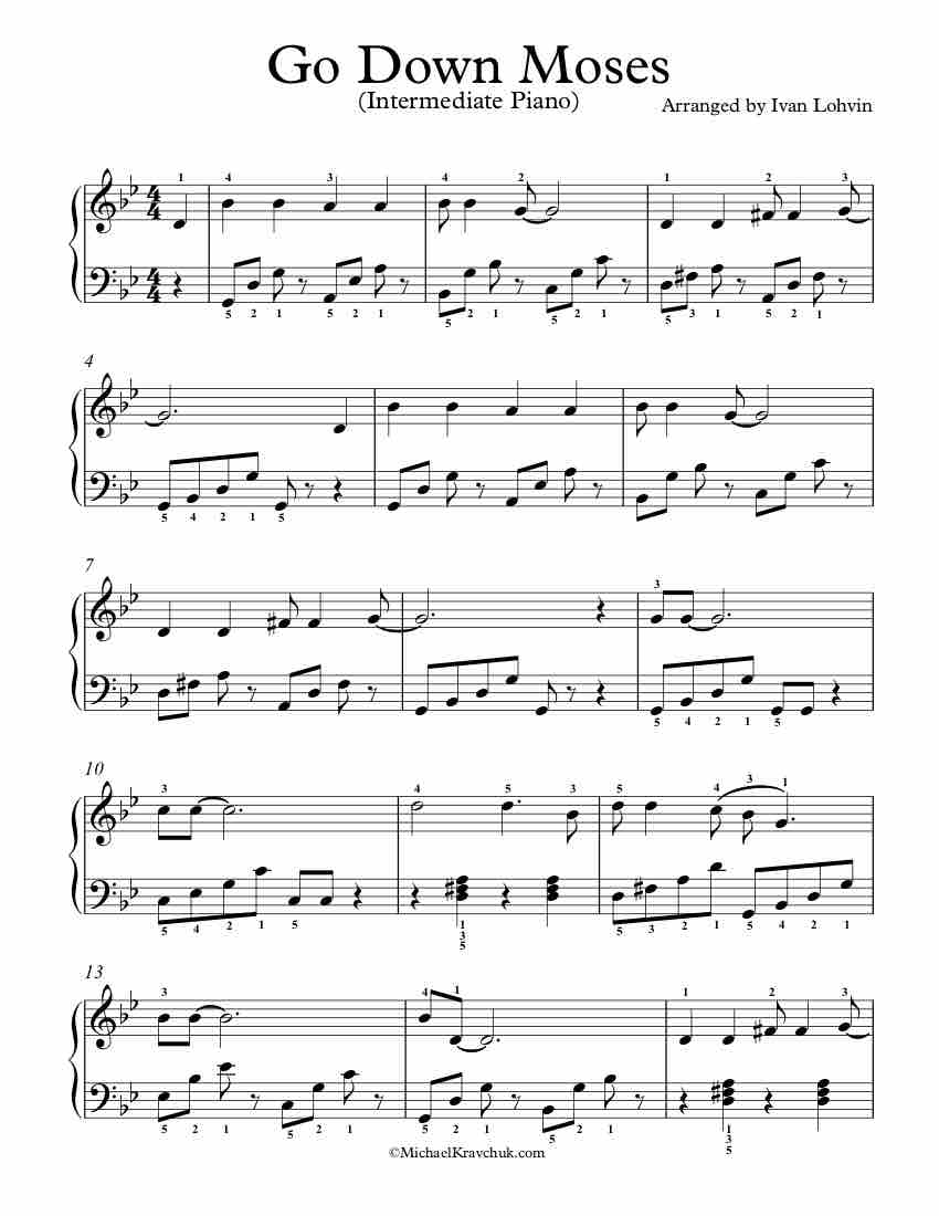 Free Piano Arrangement Sheet Music - Go Down Moses