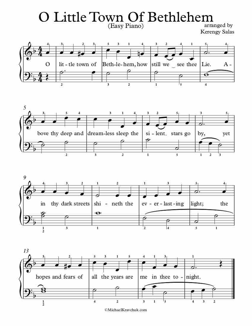 Free Piano Arrangement Sheet Music - O Little Town Of Bethlehem