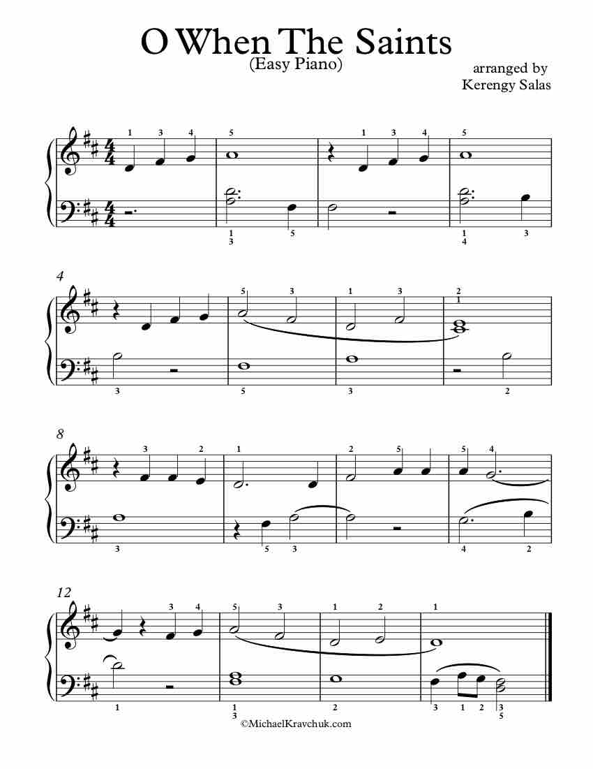 Free Piano Arrangement Sheet Music - O When The Saints