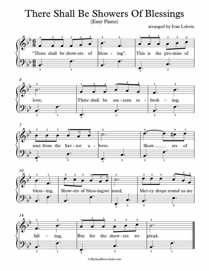Free Piano Arrangement Sheet Music - There Shall Be Showers Of Blessings