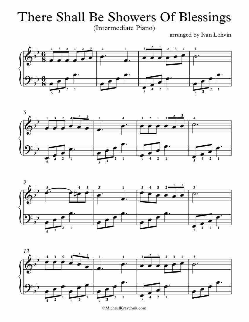 Free Piano Arrangement Sheet Music - There Shall Be Showers Of Blessings