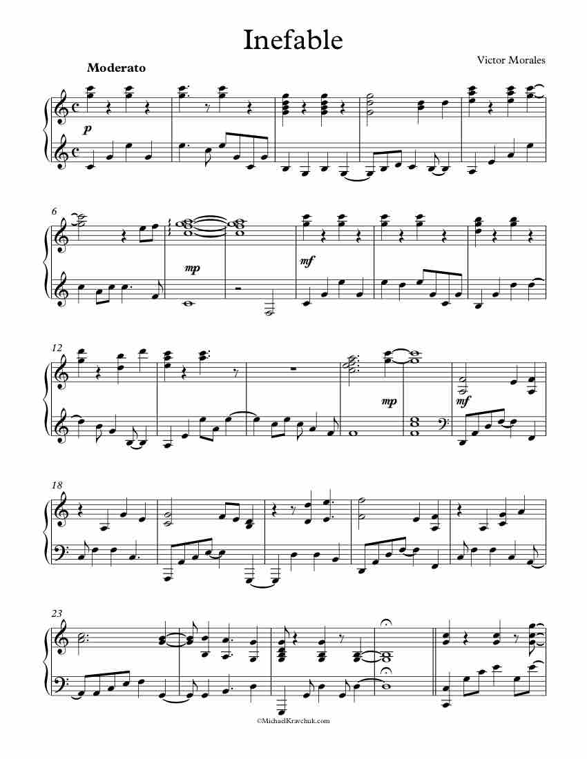 Free Piano Sheet Music - Inefable - Morales