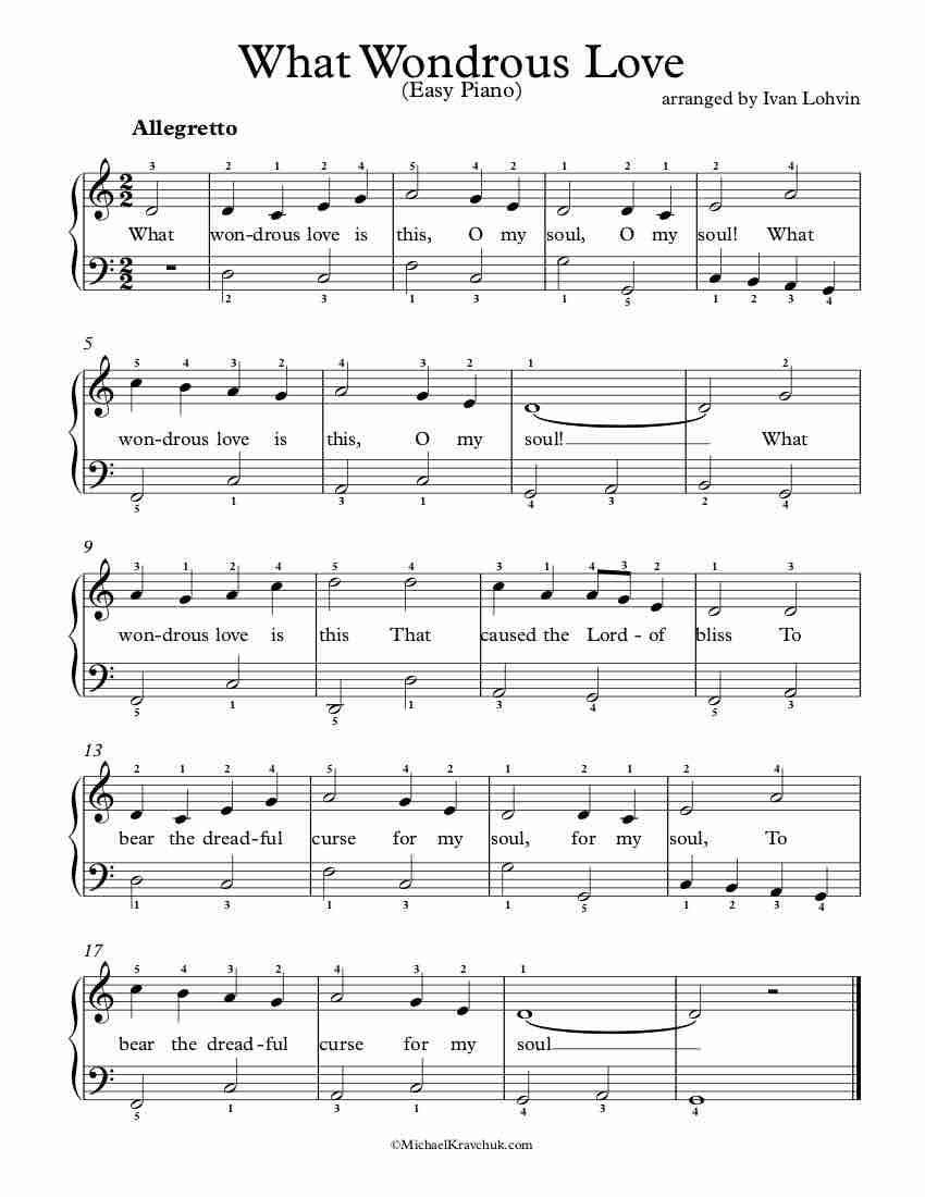 Free Piano Arrangement Sheet Music - What Wondrous Love
