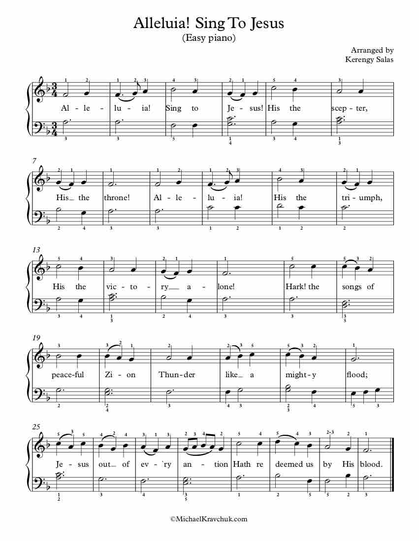 Free Piano Arrangement Sheet Music - Alleluia! Sing To Jesus