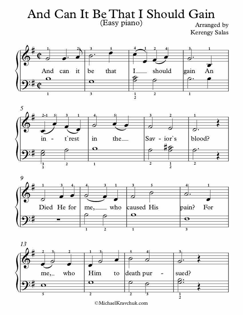 Free Piano Arrangement Sheet Music - And Can It Be That I Should Gain