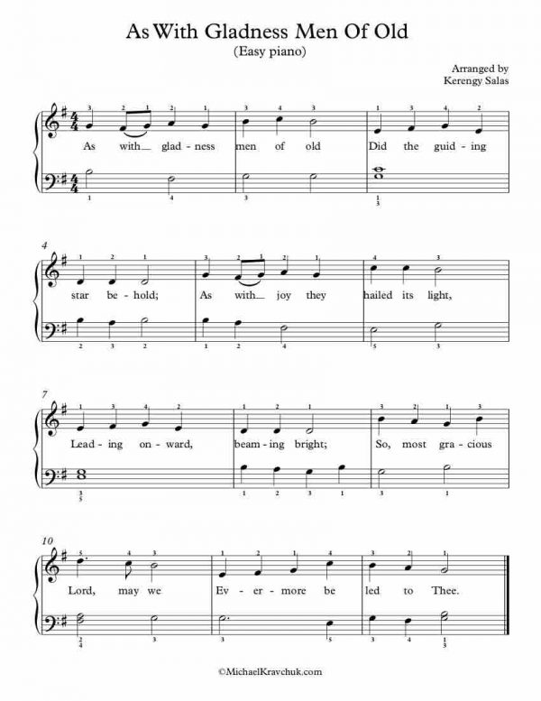 Free Piano Arrangement Sheet Music – As With Gladness Men Of Old ...