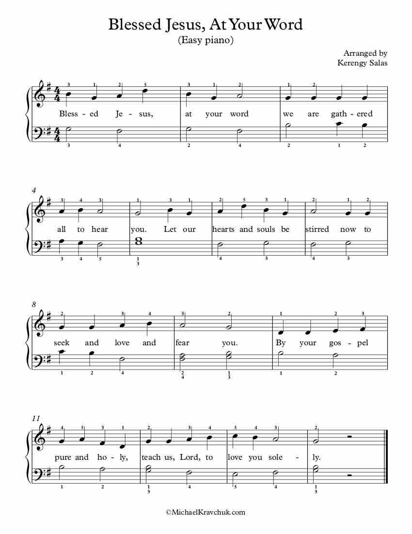 Free Piano Arrangement Sheet Music - Blessed Jesus At Thy Word