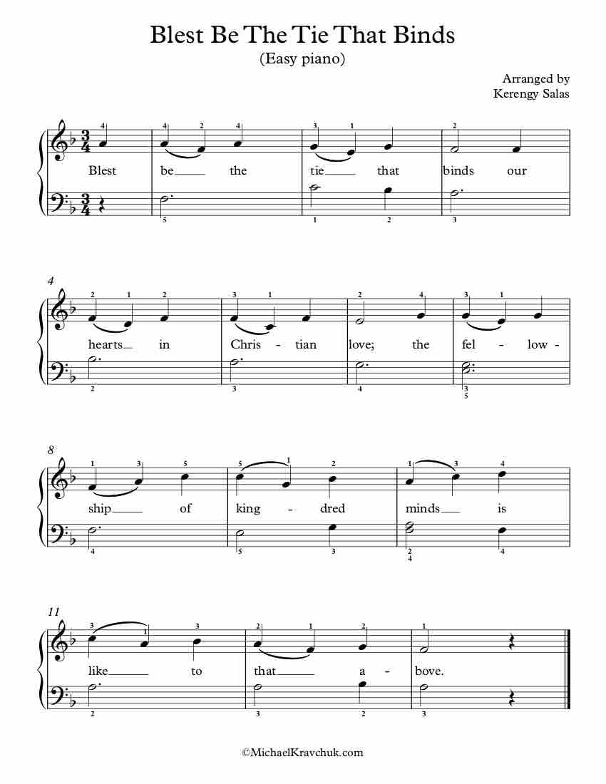 Free Piano Arrangement Sheet Music – Blest Be The Tie That Binds