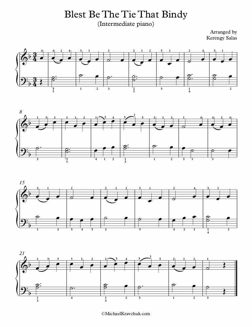 Free Piano Arrangement Sheet Music – Blest Be The Tie That Binds