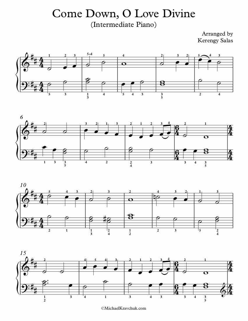 Free Piano Arrangement Sheet Music – Come Down, O Love Divine