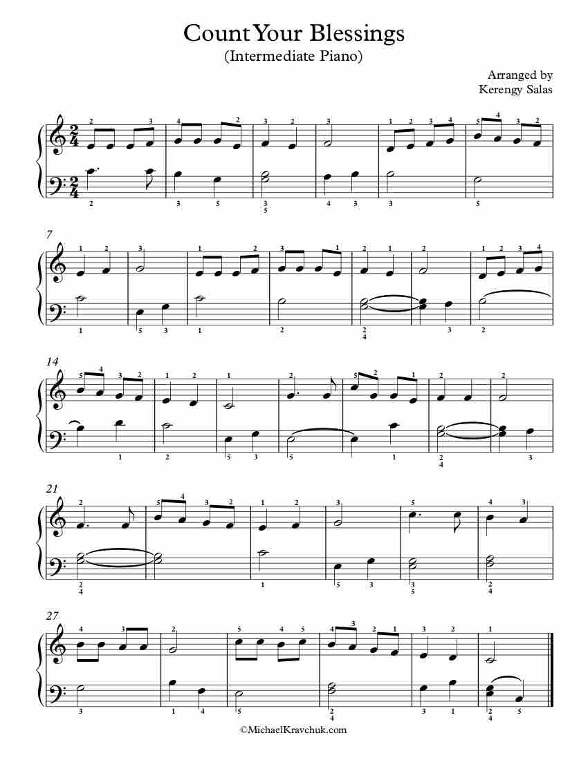 Free Piano Arrangement Sheet Music Count Your Blessings Michael Kravchuk