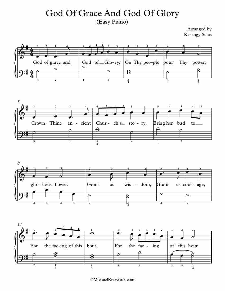 Free Piano Arrangement Sheet Music – God Of Grace And God Of Glory