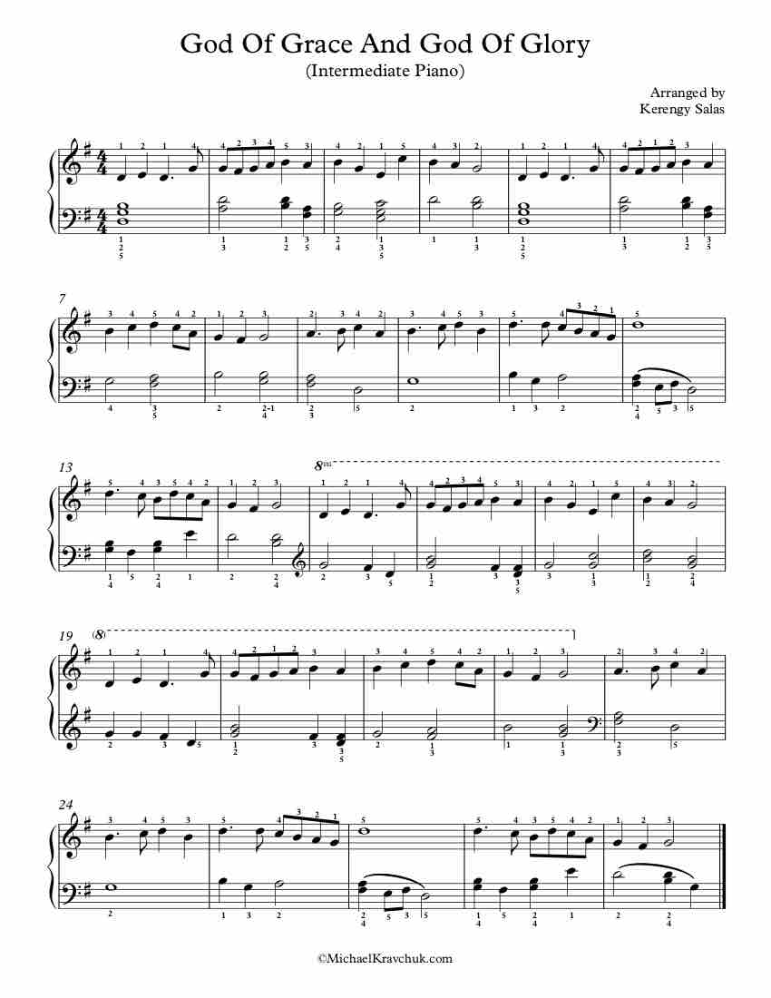 Free Piano Arrangement Sheet Music – God Of Grace And God Of Glory