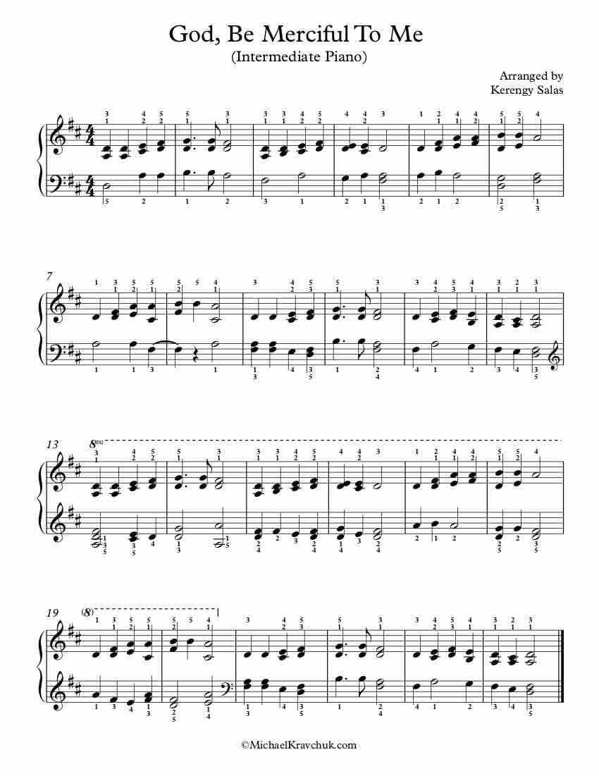 Free Piano Arrangement Sheet Music – God, Be Merciful To Me