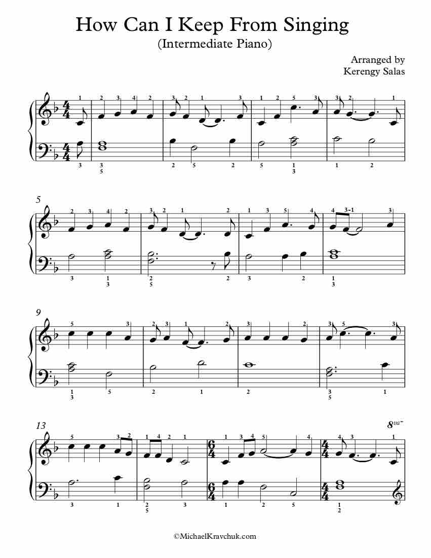 Free Piano Arrangement Sheet Music – How Can I Keep From Singing