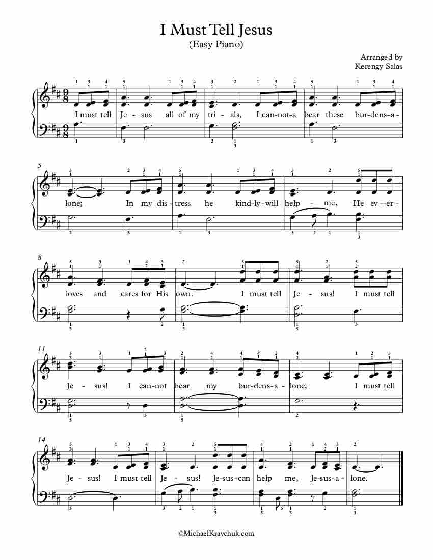 Free Piano Arrangement Sheet Music – I Must Tell Jesus
