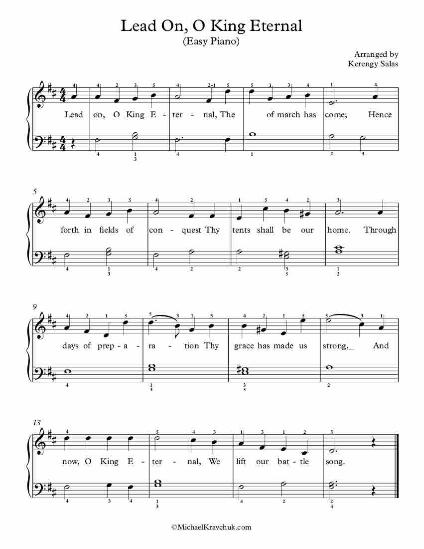 Free Piano Arrangement Sheet Music – Lead On, O King Eternal