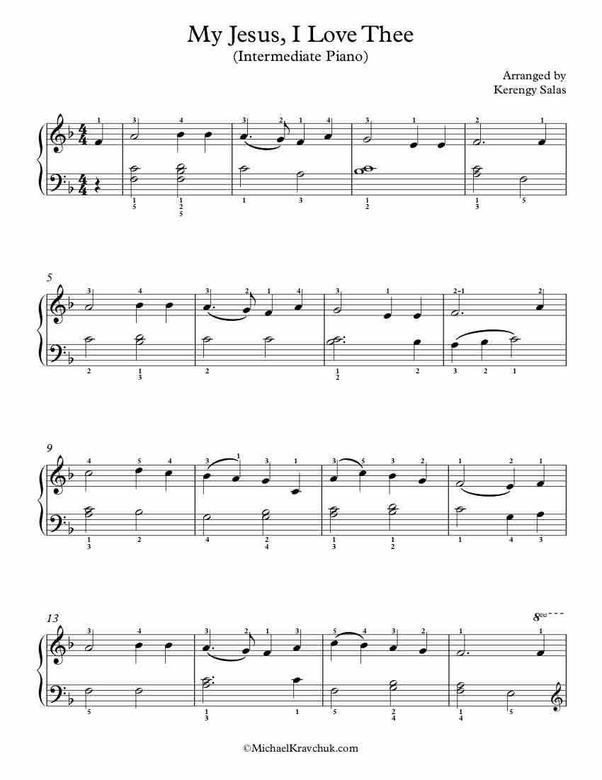 Free Piano Arrangement Sheet Music – My Jesus, I Love Thee