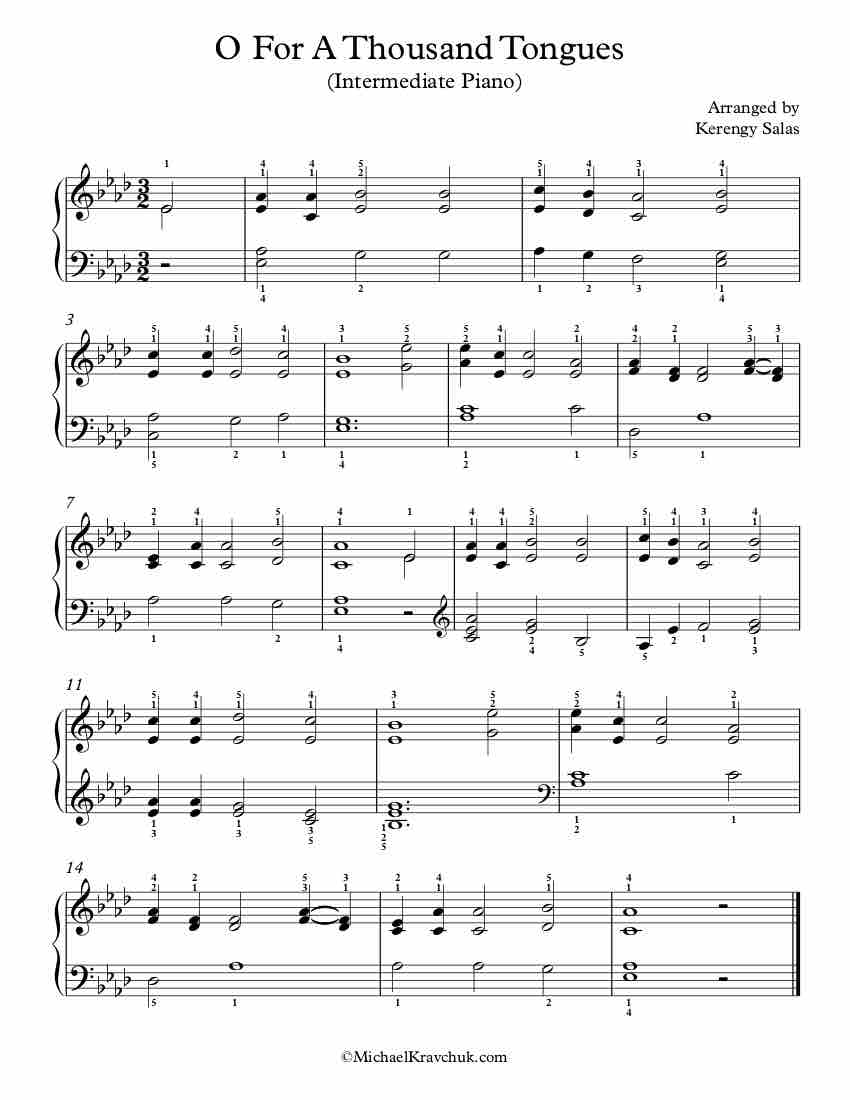 Free Piano Arrangement Sheet Music - O For A Thousand Tongues