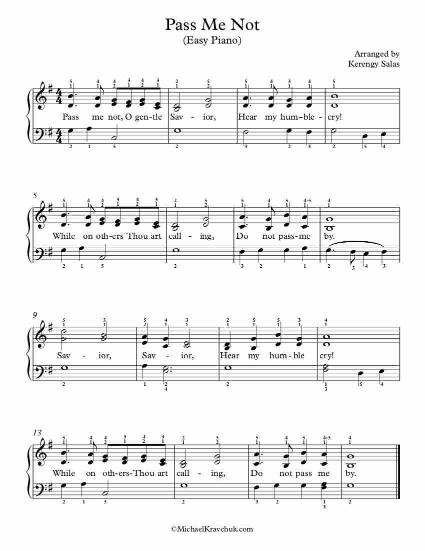 Free Piano Arrangement Sheet Music – Pass Me Not