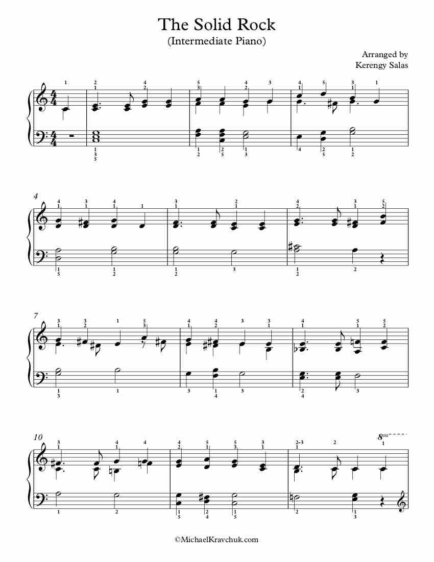 Free Piano Arrangement Sheet Music – The Solid Rock (Melita)