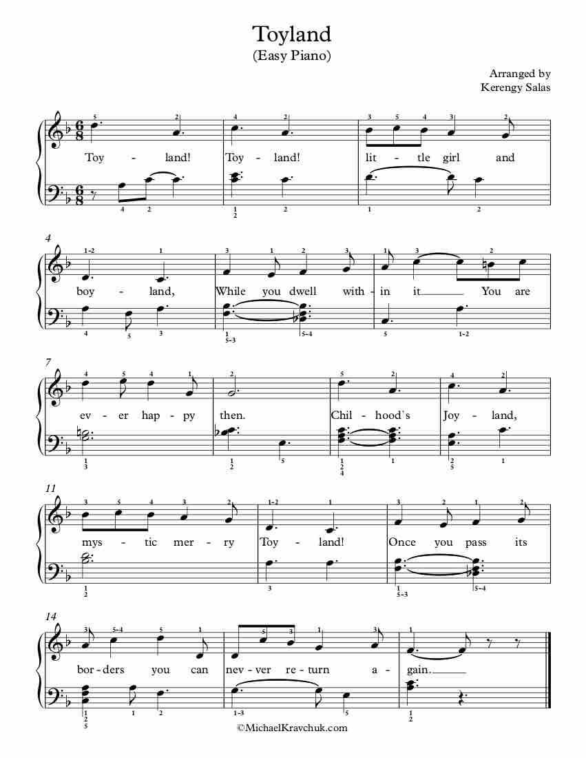 Free Piano Arrangement Sheet Music – Toyland