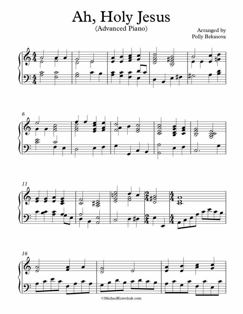 Free Piano Arrangement Sheet Music - Ah, Holy Jesus