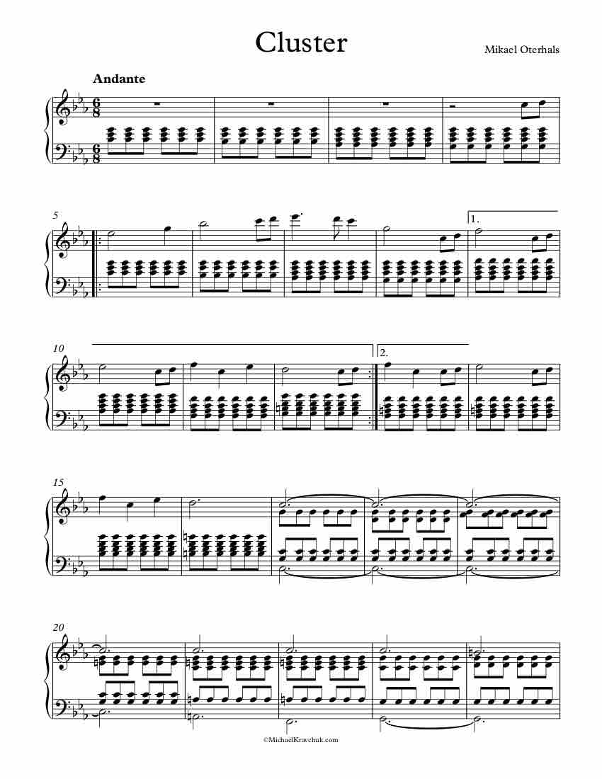 Free Piano Sheet Music - Cluster - Oterhals
