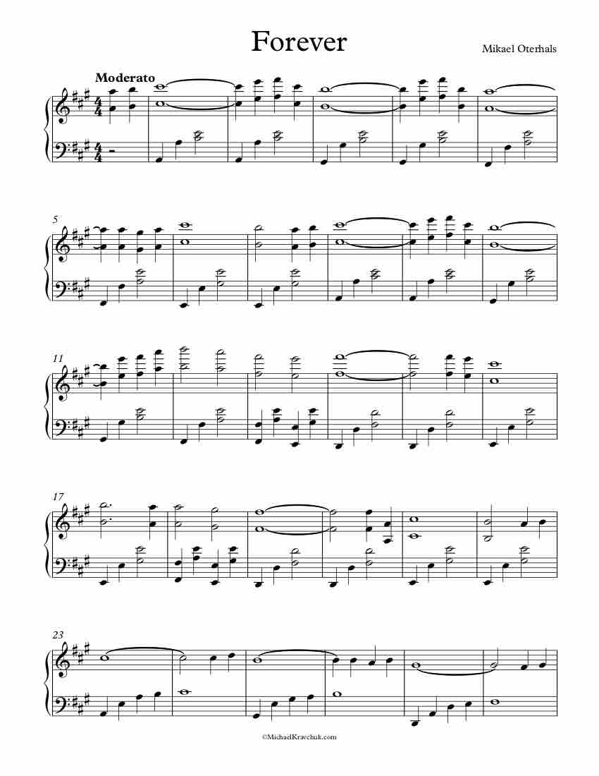 Free Piano Sheet Music - Forever - Oterhals