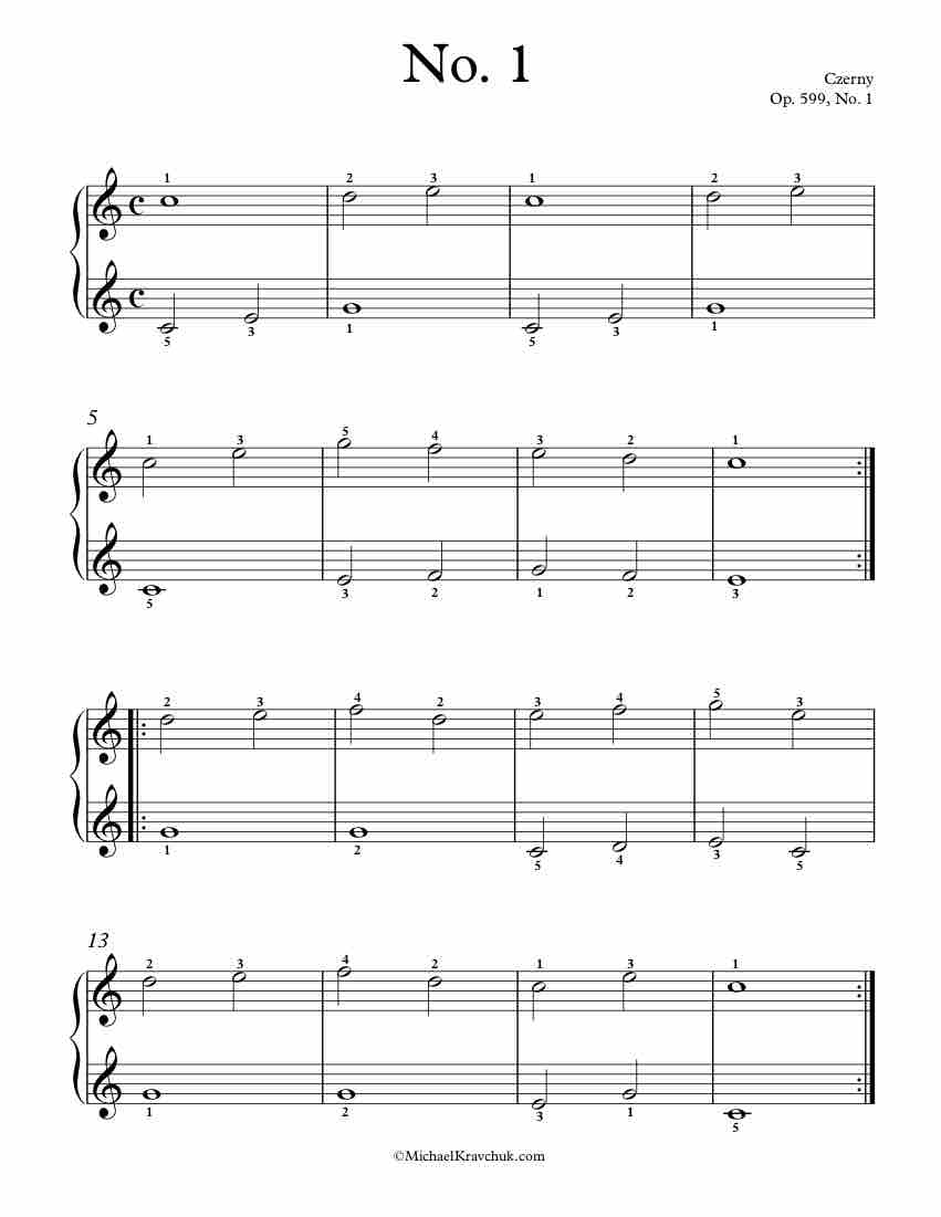Free Piano Sheet Music - Op. 599, No. 1 - Czerny