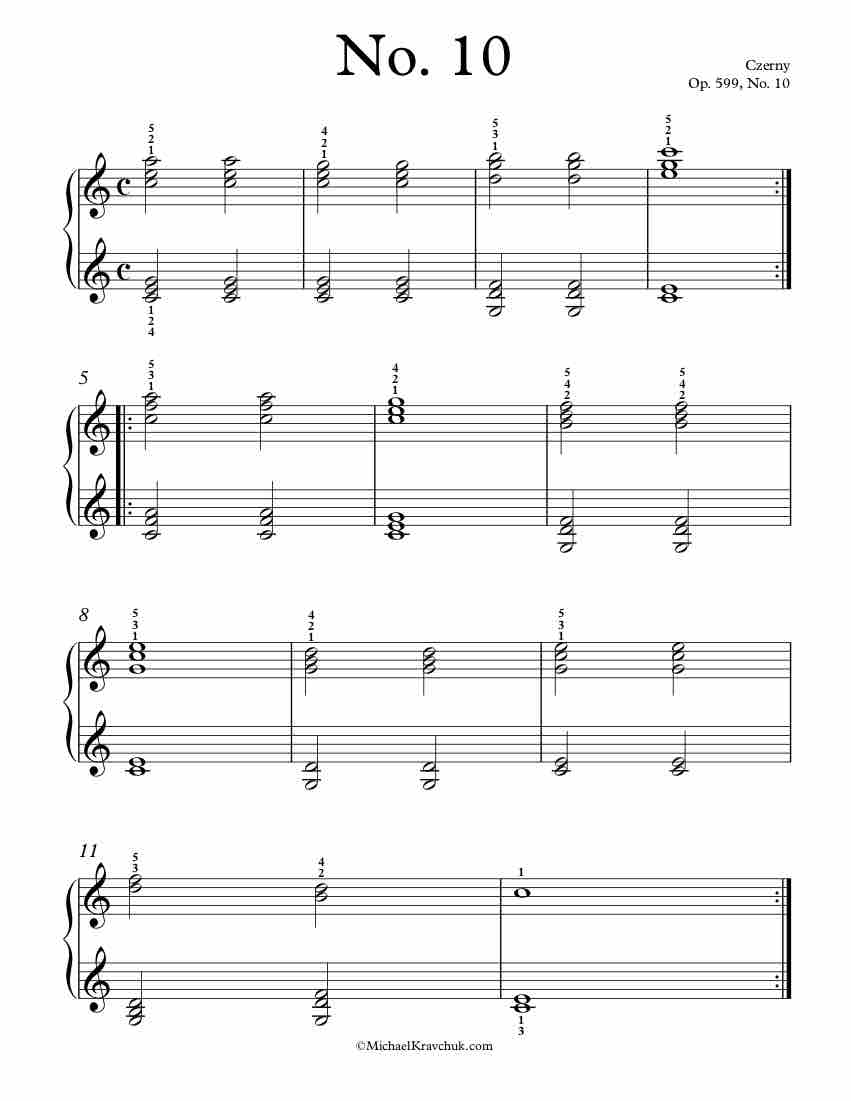 Free Piano Sheet Music – Op. 599, No. 10 – Czerny