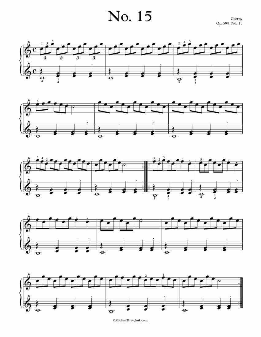 Free Piano Sheet Music – Op. 599, No. 15 – Czerny