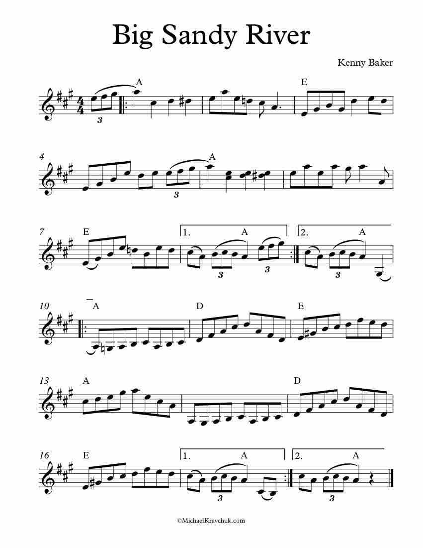 Free Violin Sheet Music - Big Sandy River - Fiddle