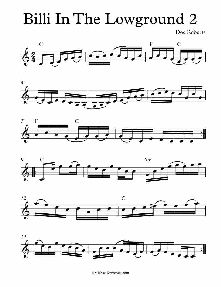 Free Violin Sheet Music – Billi In The Lowground 2 – Fiddle