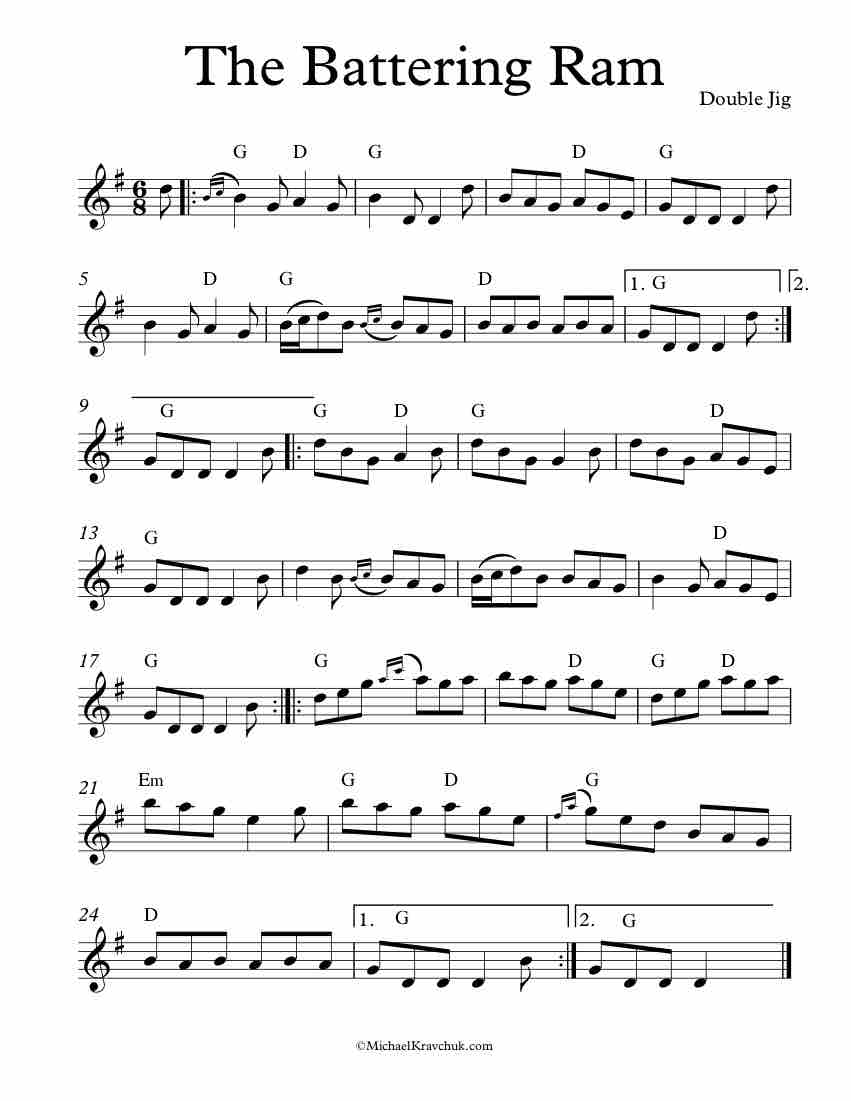 Free Violin Sheet Music – The Battering Ram – Fiddle