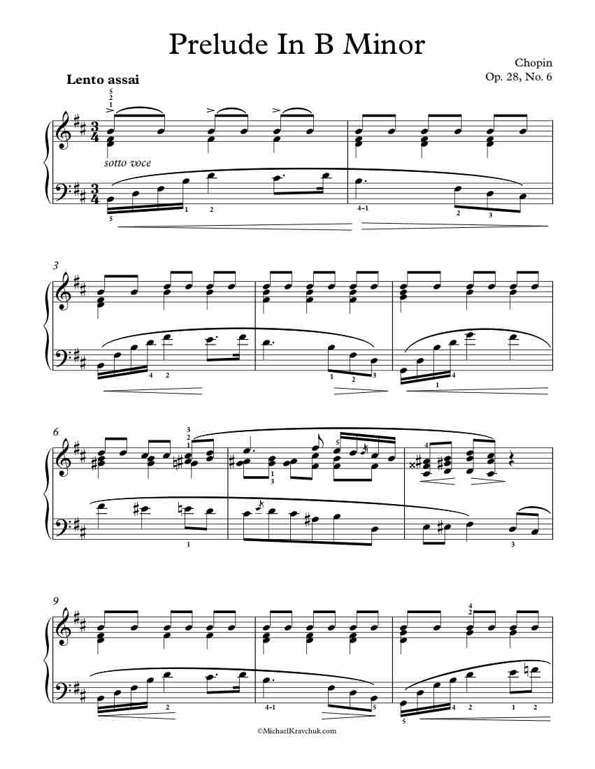 Free Piano Sheet Music – Prelude Op. 28, No. 6 – Chopin