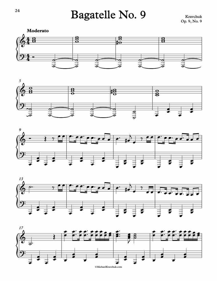 Free Piano Sheet Music – Bagatelle Op. 9, No. 9 – Kravchuk