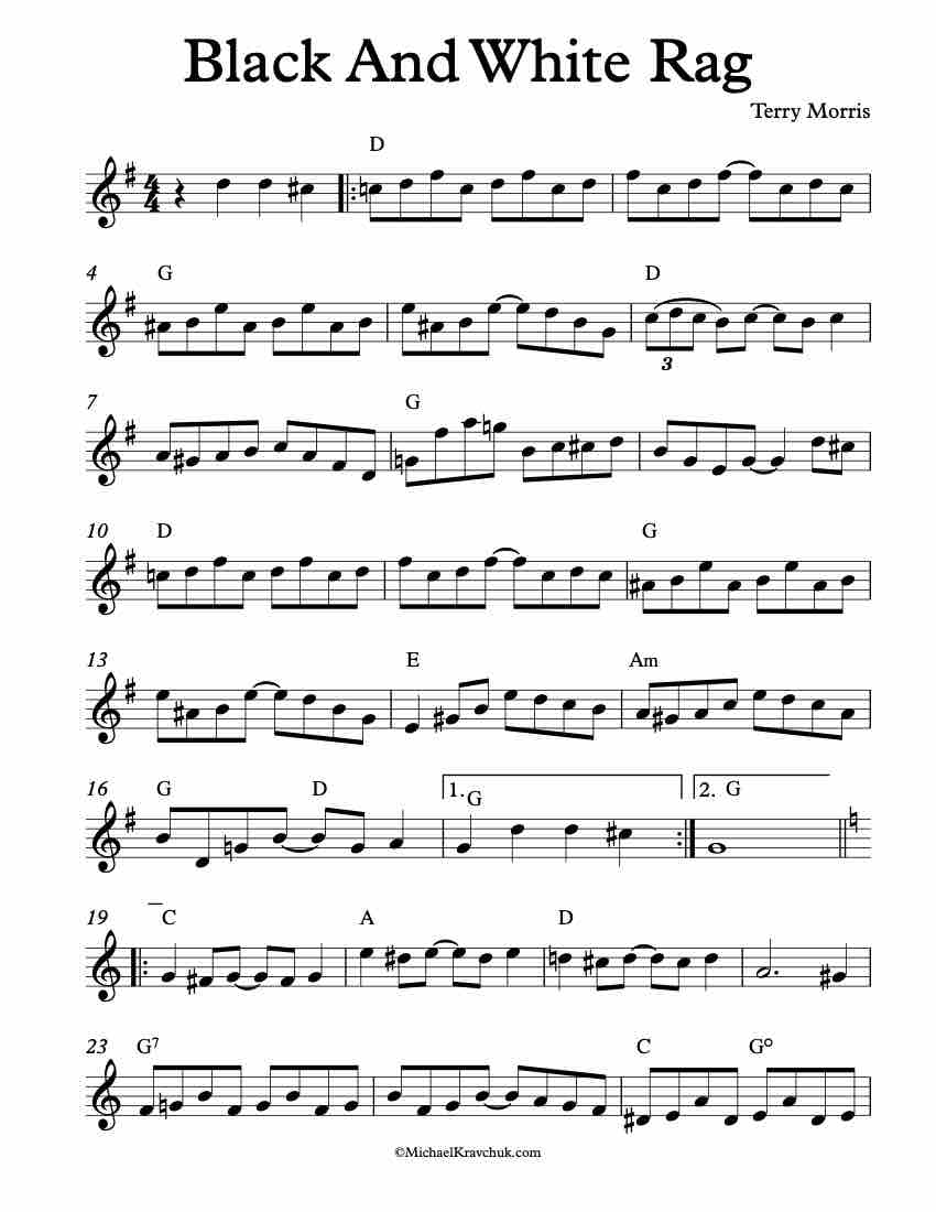 Free Violin Sheet Music – Black And White Rag – Fiddle