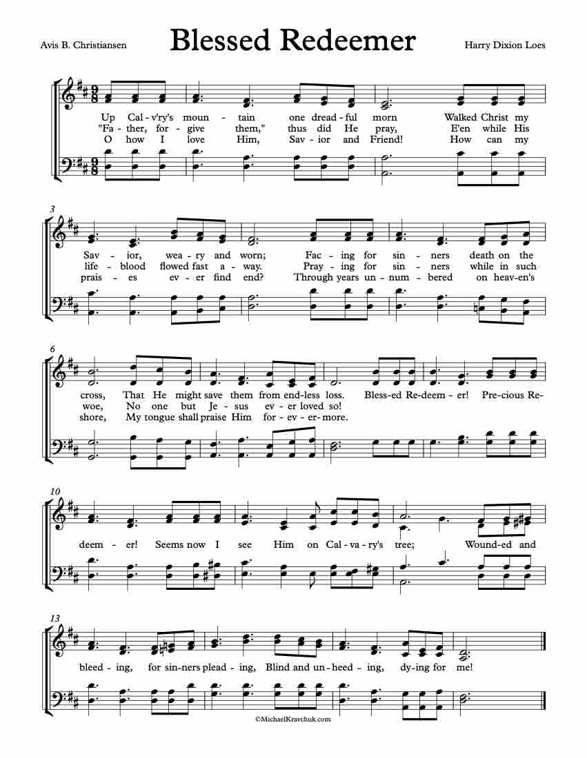 Free Choir Sheet Music – Blessed Redeemer