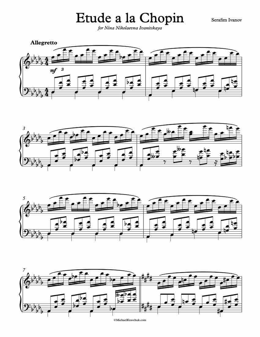 Free Piano Sheet Music - Etude a la Chopin - Ivanov