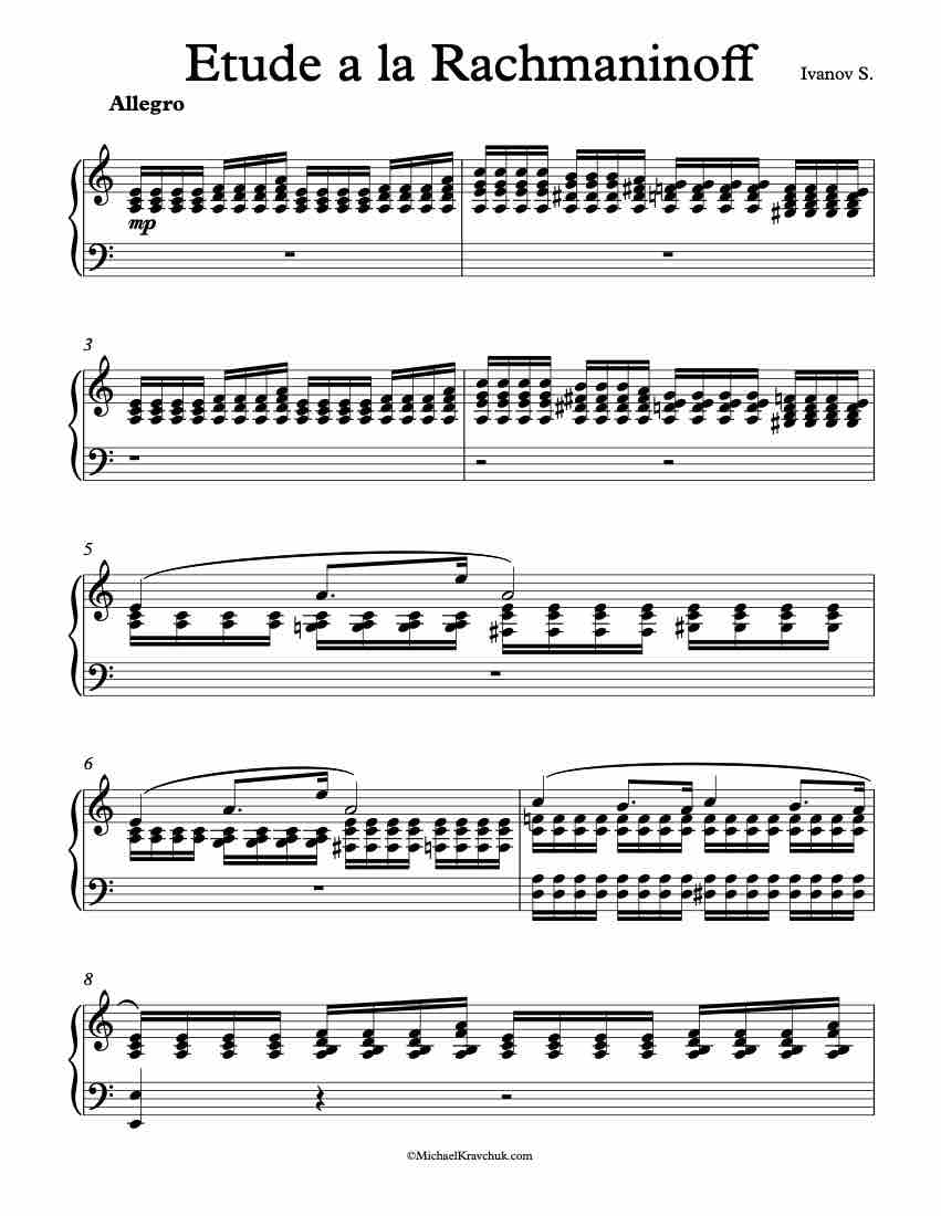 Free Piano Sheet Music - Etude a la Rachmaninoff - Ivanov