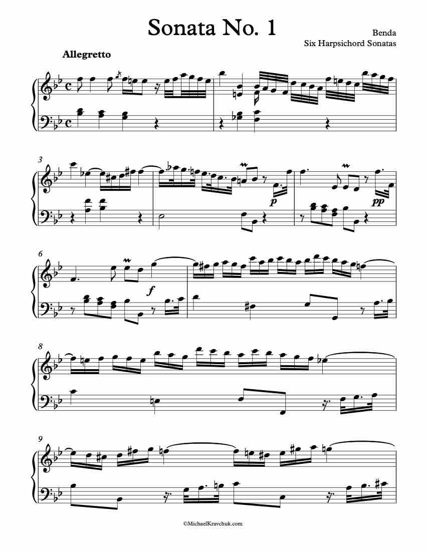 Sonata No. 1 - Benda Piano Sheet Music