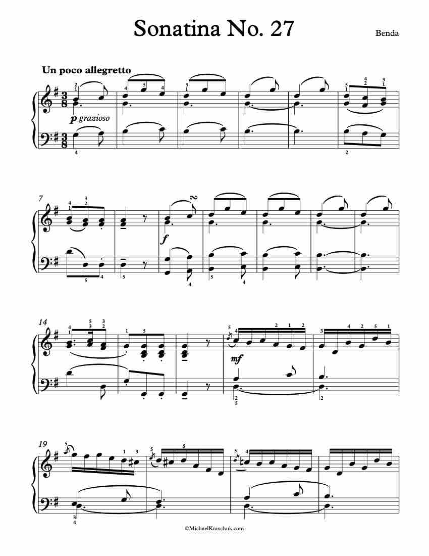 Sonatina No. 27 Piano Sheet Music