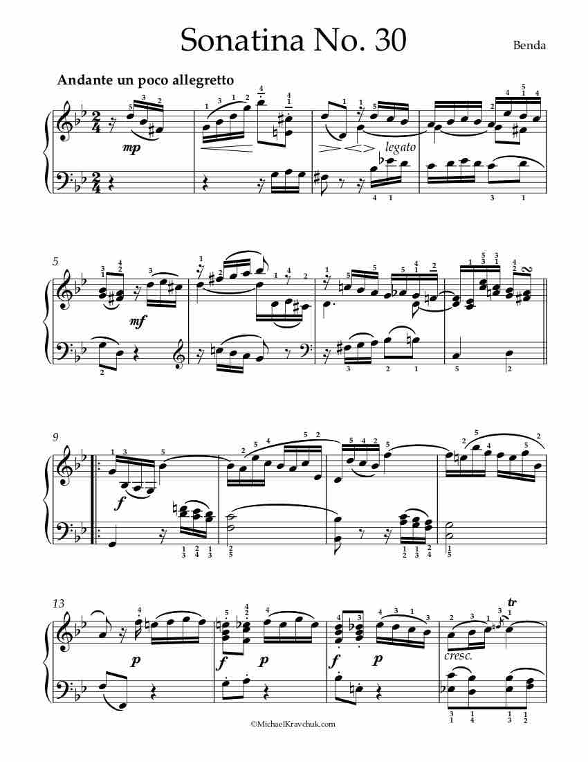 Sonatina No. 30 Piano Sheet Music