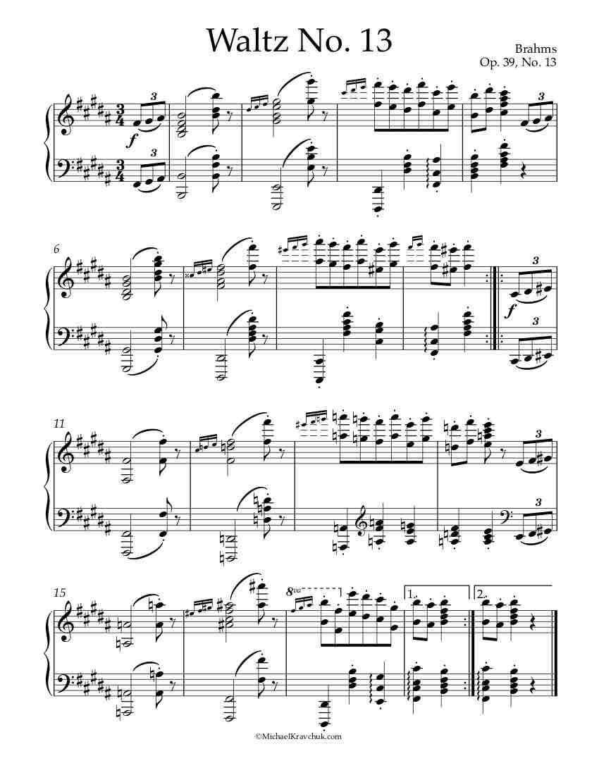 Waltz Op.39 No. 13 Piano Sheet Music