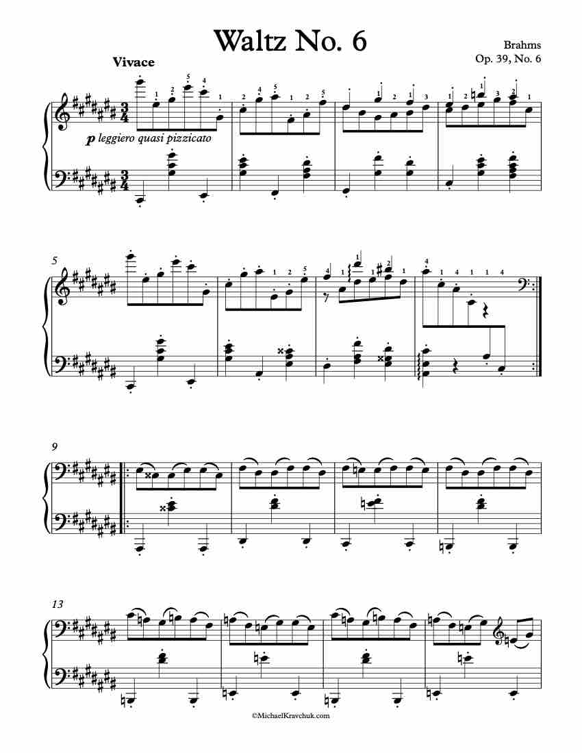 Waltz Op. 39, No. 6 Piano Sheet Music