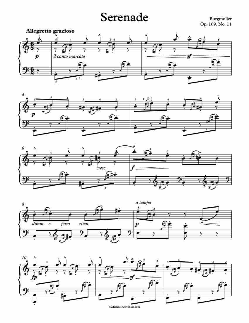 18 Characteristic Studies - Op. 109, No. 11 Piano Sheet Music