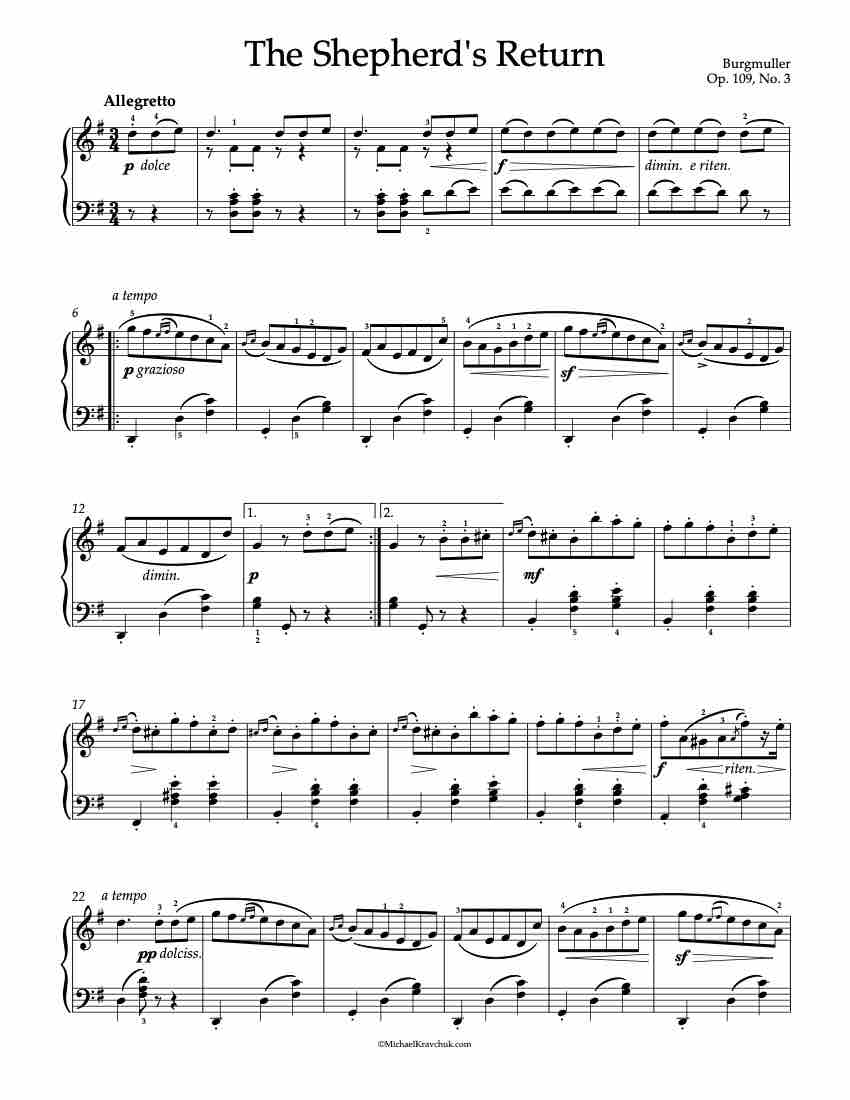 18 Characteristic Studies - Op. 109, No. 3 Piano Sheet Music